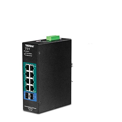 Trendnet 10 Port Industrial Gigabit L2 Managed Poe+ Din Rail Switch, 8 X Gigabit Poe+ Ports, Din Rail Mount, 2 X Sfp Slots, 24  