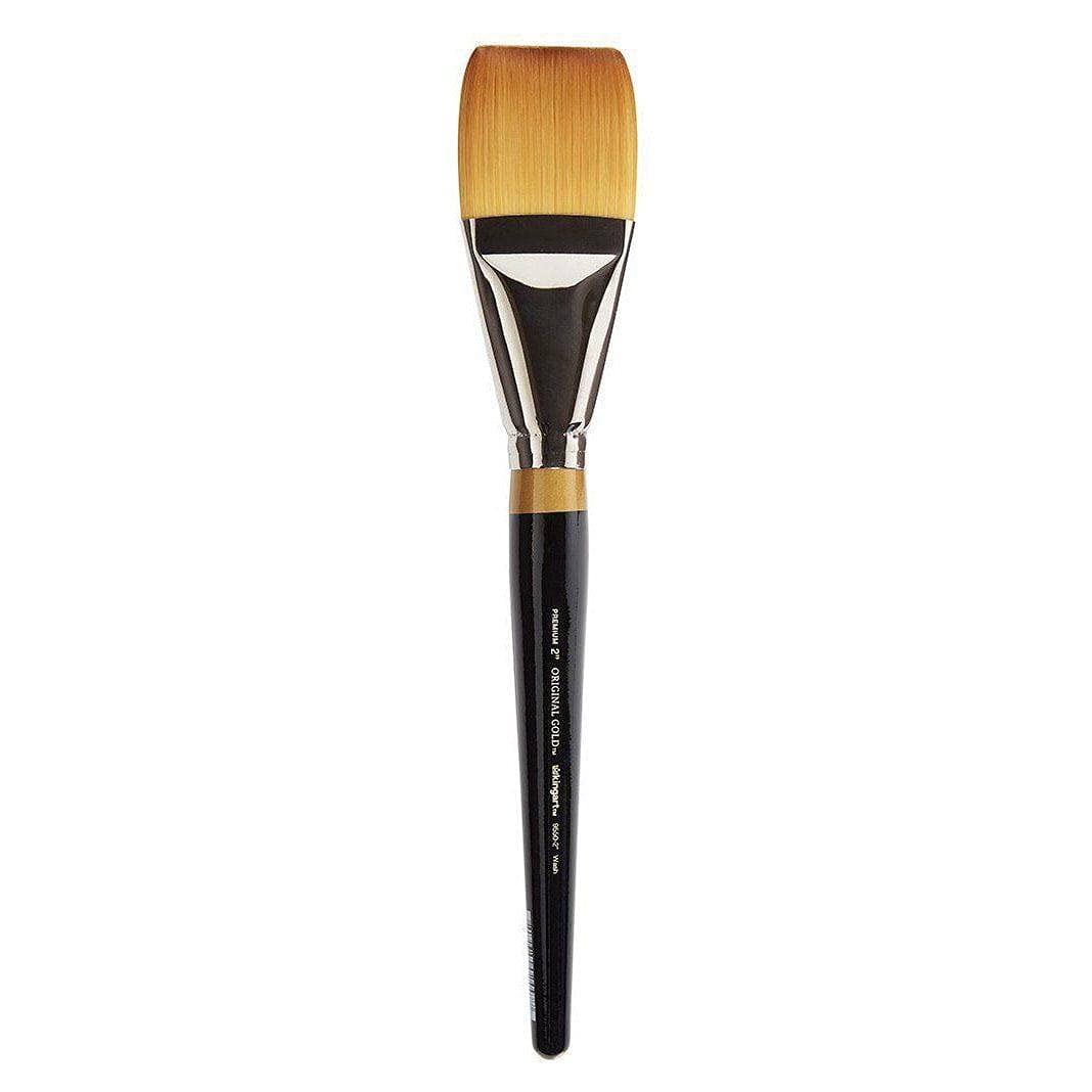 Kingart Premium Original Gold 9550 2 Wash/Glaze Series Artist Brush, Golden Taklon Synthetic Hair, Short Handle, For Acrylic, Wa