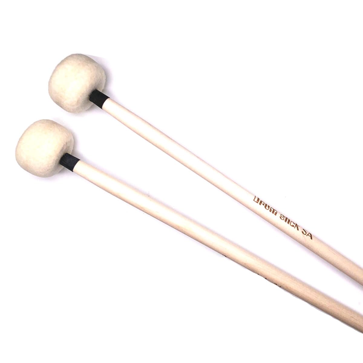 Tuoren Drum Mallet, Beige Felt Mallet Drum Stick Timpani Bass Percussion Mallets Snare Drum Sticks With Wooden Handle, Instrumen