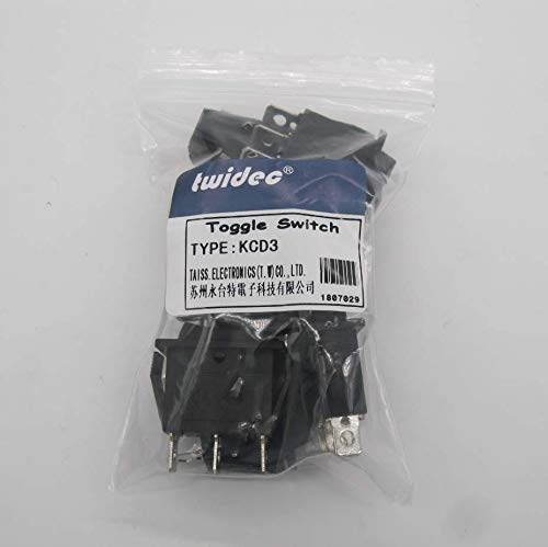 Twidec/5Pcs Rocker Switch 3 Pins 3 Position On/Off/On Ac 6A/125V 10A/250V Spdt Car Boat Black Rocker Switch Toggle Kcd3 103