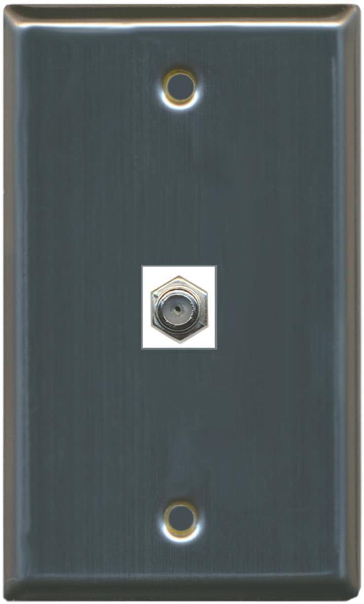 Riteav Coax Cable Tv Wall Plate 1 Gang Flat   Stainless Steel