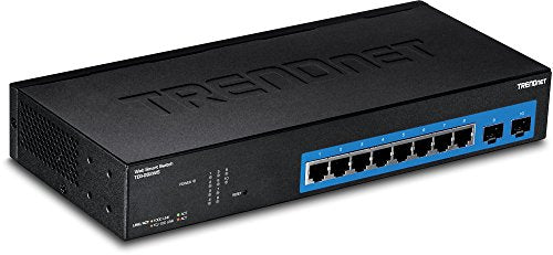 Trendnet 10 Port Gigabit Web Smart Switch, 20 Gbps Switching Capacity, 8 X Rj 45 Ports, 2 X Sfp, Slots, Vlan, Qos, Lacp, Ipv6 Su