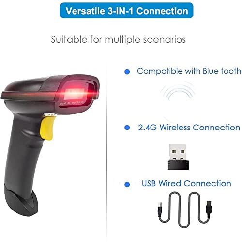Netum 2D Barcode Scanner, Compatible With 2.4G Wireless & Bluetooth & Usb Wired Connection, Connect Smart Phone, Tablet, Pc, 1D