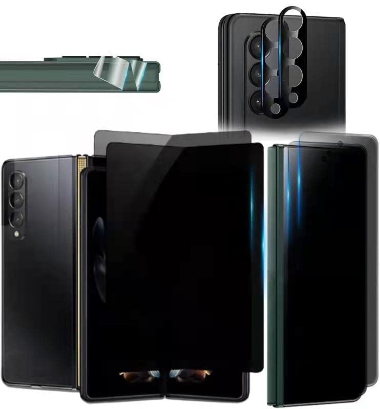 2X Privacy Tempered Glass Front Screen Protector Compatible With Samsung Galaxy Z Fold 3 5G+ 2X Privacy Inner Soft Protector+ 2X