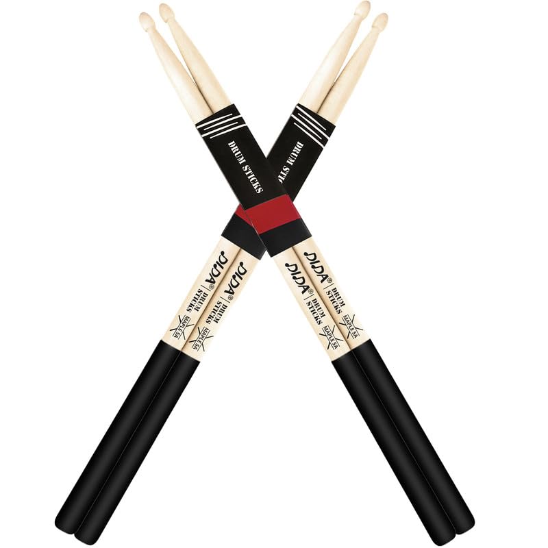 5A Drum Sticks, Drum Sticks for Drums, Natural Solid Wood?Weight Balanced?Non-Slip Grip, Live Performance & Drum Kit Practice Ac
