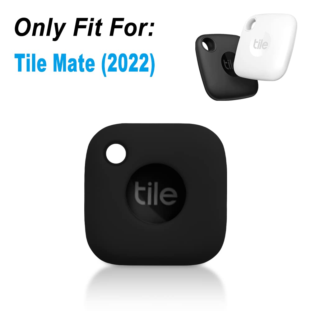 Geiomoo Silicone Case For Tile Mate 2022 Tracker, Soft Flexible Scratch Resistant Cover With Carabiner (Black)