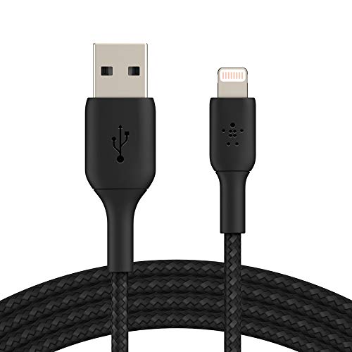 Belkin Caa002Bt1Mbk Iphone Charging Cable (Braided Lightning Cable Tested To Withstand 1000+ Bends) Lightning To Usb Cable (3Ft1