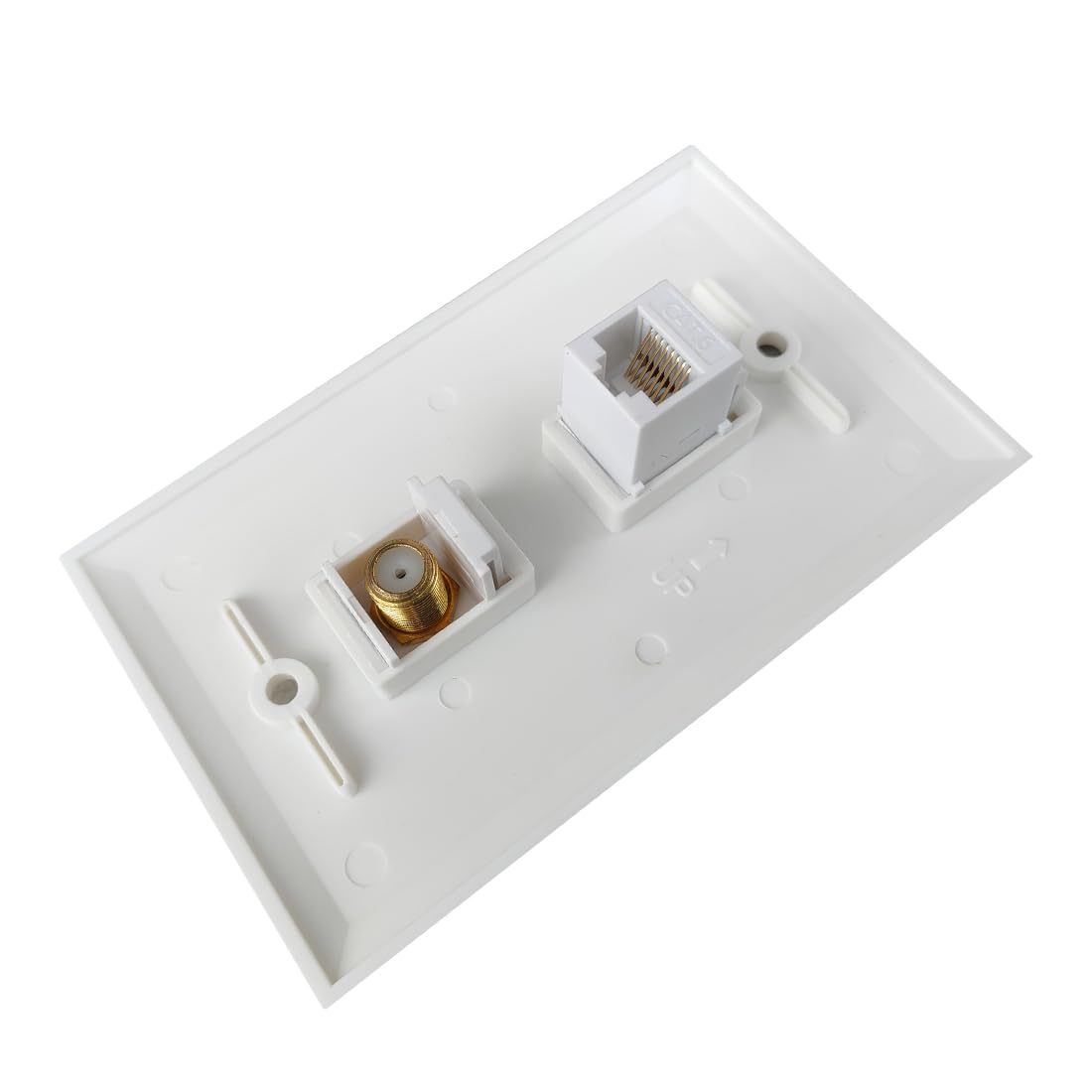 Boplat Cat6 Ethernet Coax Wall Plate Female To Female   Cat 6 Rj45 And Coaxial Outlet Cover Plate For Cat6/Cat6E/Cat5E Network C