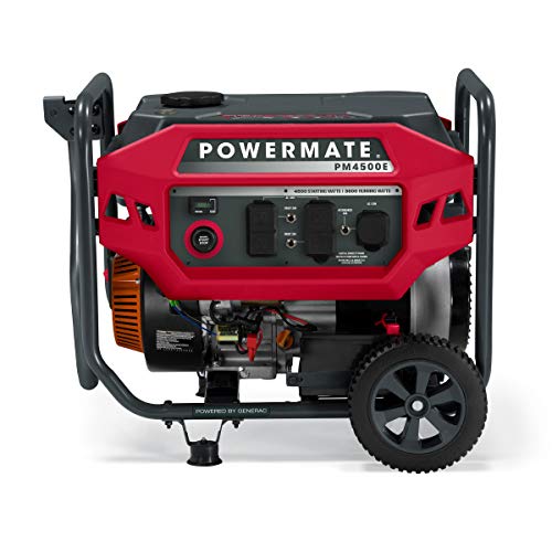 Powermate Pm4500E 4,500 Watt Gas Powered Portable Open Frame Generator   Quiet Electric Start   Ideal For Home, Camping, Rv And