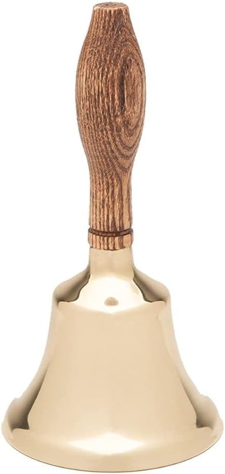 Bevin Bells Solid Brass Hand Bell | 4Hb | New England Hardwood Handle | Elegant Hand Call Bell | Noise Makers | Loud Brass Bells
