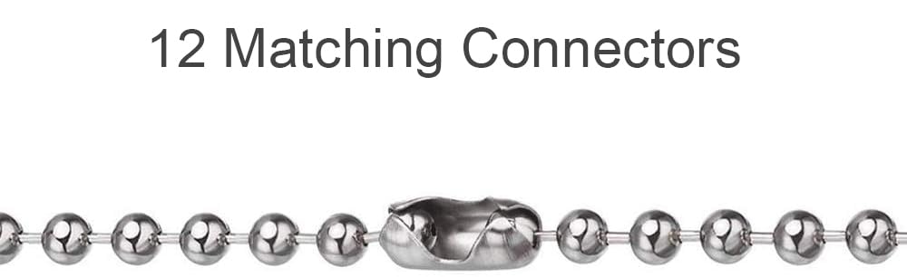 Ceiling Fan Pull Chain, 120'' Rust Proof Copper 3Mm Beaded Ball Light Pulls Extension Chains With 12 Connectors, Silver