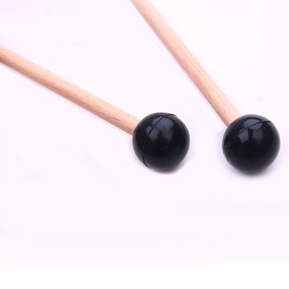 2Pcs Bell Mallets Wooden Drum Sticks Black Rubber Xylophone Mallet Percussion With Wooden Handle Instruments Kids/Student/Beginn
