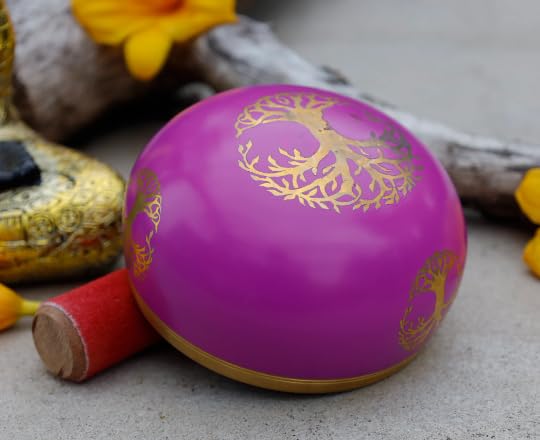 Tree Of Life Singing Bowl Complete Set ~ For Meditation, Yoga, Spiritual Healing And Mindfulness (Pink)