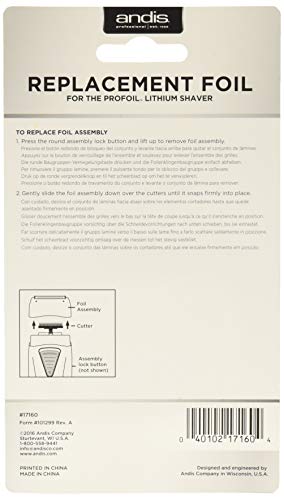 Andis 17160 Replacement Foil For Pro Foil & Lithium Shaver   Super Soft Gold Titanium Cutters, Close & Smooth Cutting, Zero Fini