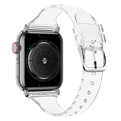 Baozai Compatible With Apple Watch Band Women, Soft Silicone Glitter Clear Sport Strap For Iwatch Series 8/7/6/5/4/3 Se Ultra, G