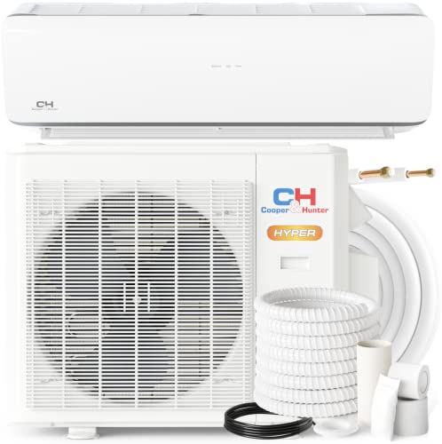 Cooper  Hunter Hyper Heat 9,000 Btu, 25 Seer Ductless Mini Split Air Conditioners  22F Heat Pump With 16Ft Copper Line Set And C