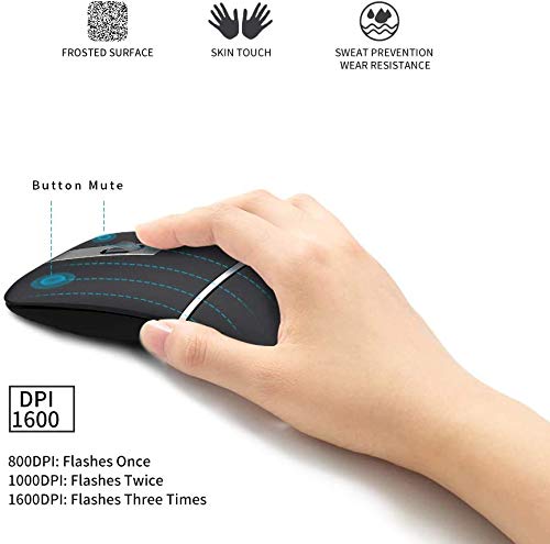 Wfb Bluetooth Wireless Mouse For Laptop, Foldable Arc 180 Rotating Silent Click Portable Curved Computer Mice For Home, Office,