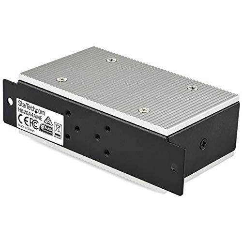 StarTech.com 4 Port USB 2.0 Hub   Metal Industrial USB A Hub with ESD & 350W Surge Protection   Extended Operating Temp  40 to 185�F   Din Rail/Wall/Desk Mountable   USB Expander Hub, TAA