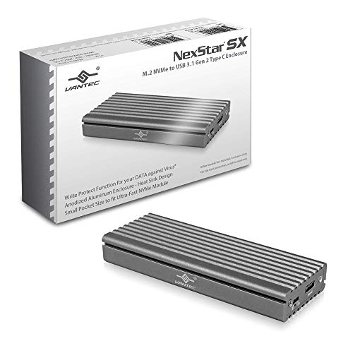 Vantec M.2 Nvme Ssd To Usb 3.1 Gen 2 Type C Enclosure With C To C Cable, Space Gray Color, Id5 (Nst 205C3 Sg)