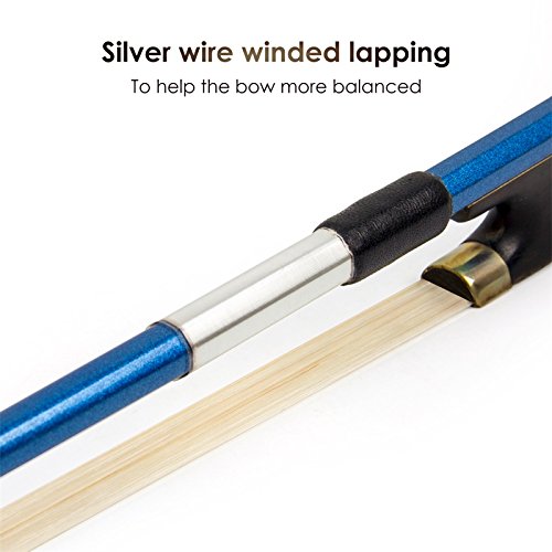 Violin Bow Stunning Fiddle Bow Carbon Fiber For Violins (Blue, 4/4)