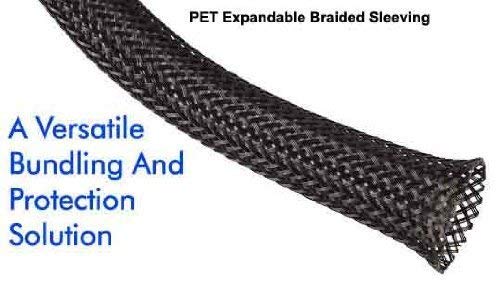 3/8 Inch Pet Expandable Braided Sleeving  10Ft   Black