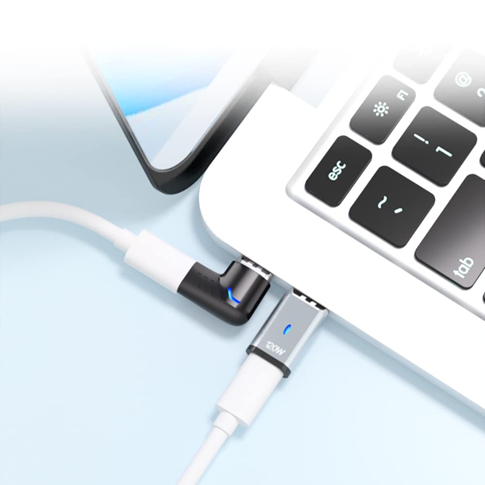 Sheeast Usb C Magnetic Adapter Straight 100W + Magnetic Usb C Adapter Right Angle Black Fast Charging 5Pin 480Mbps Data Transmis