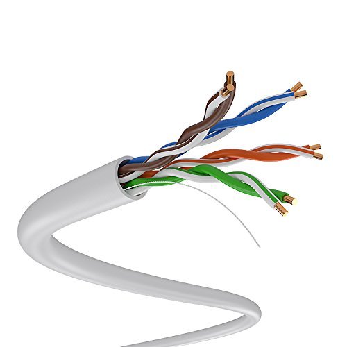 Dripstone Cat5E 1000Ft 24Awg Solid Utp Unshielded Ethernet Cable Rj45 Cca Bulk Network Lan Wire Rj45 Easy Pull Box 305M (White)