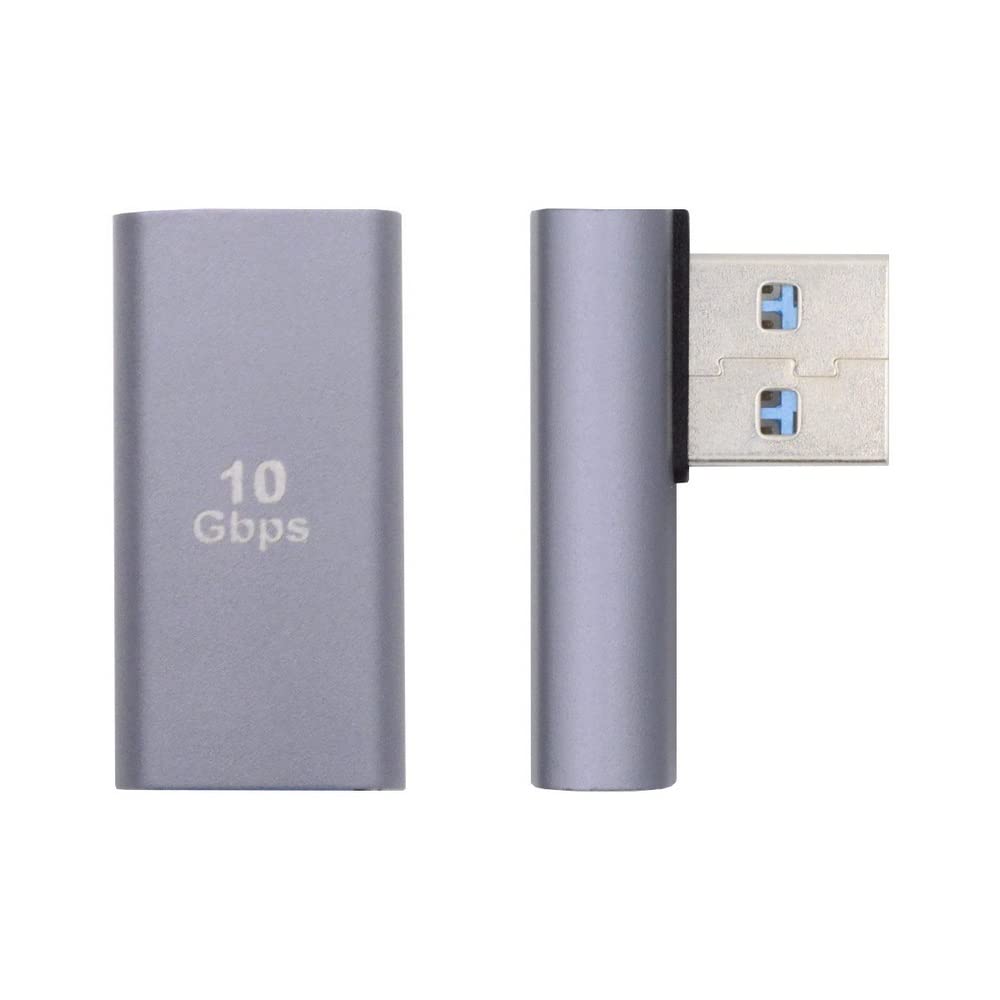 Cablecc 10Gbps Usb3.0 Male Low Profile 90 Degree Left Angled Type To Female Extension Power Data Video Adapter