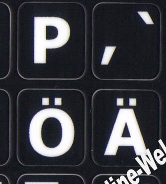 German Large Lettering Upper Case Black Background Keyboard Sticker For Computers Keyboards