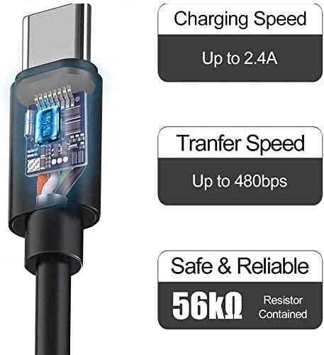 UrbanX Fast Charger with 6.6FT USB Type C Cable & OTG Adapter, 15W, Black for Samsung Galaxy S9/S10/Note 8/9/A Series