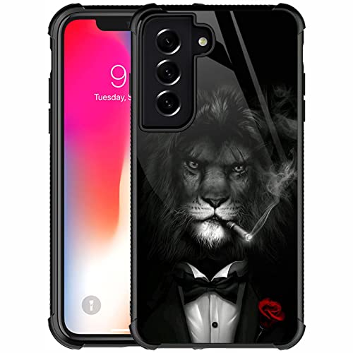 Carloca Compatible With Samsung Galaxy S21 Case,Gangster Lion Pattern Design For Girl Boy Shockproof Anti Scratch Case For Samsu