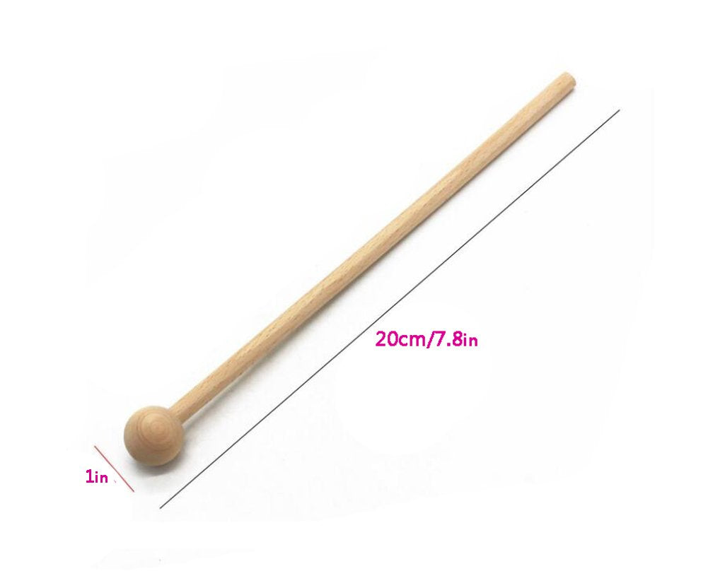 2 Pairs 20Cm/7.8 Length Round Head Musical Instruments Wood Mallets Percussion Sticks Hammer For Energy Chime Xylophone Wood B