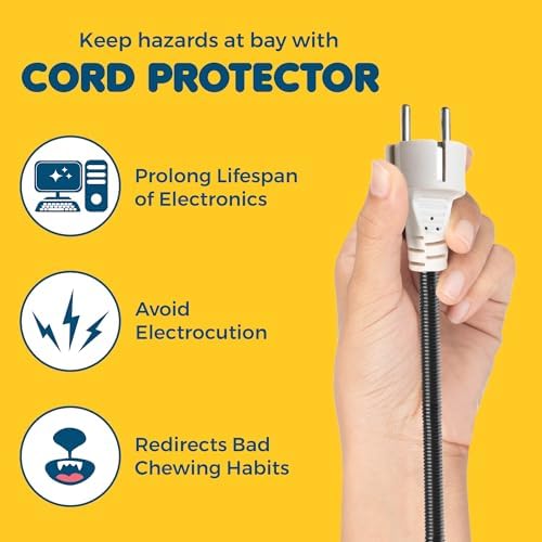 Sungrow Dog And Cat Cord Protector, 3/8 Inch Diameter, Dog, Cat, Ferret Cord Protector From Wire Chew, Cable Protector Tubing, S