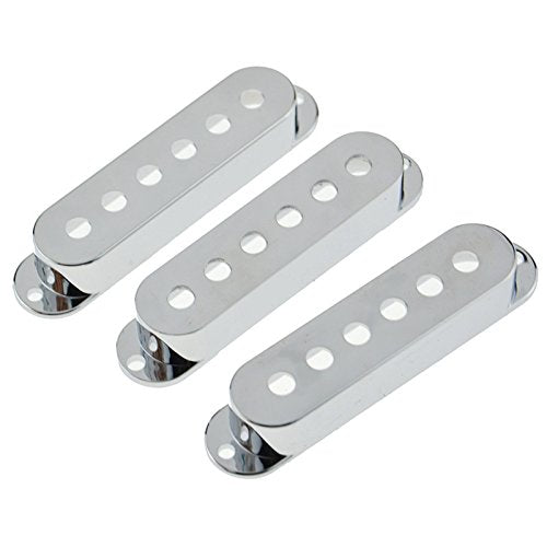 3Pcs Single Coil Guitar Pickup Covers Switch Knob For Electric Spacing 48 50 52Mm Chrome