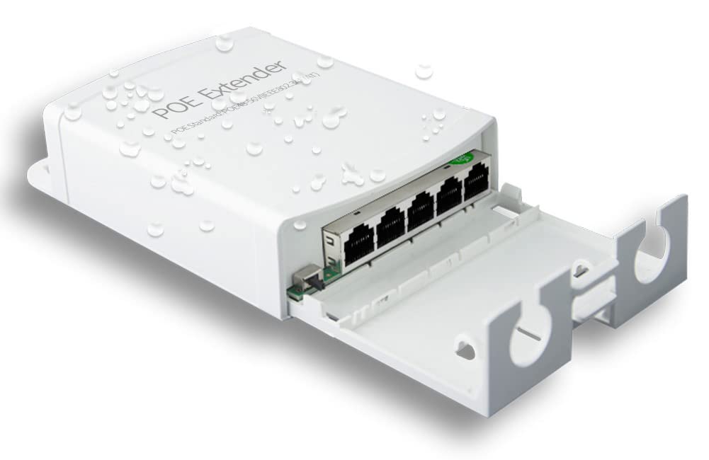 Poe Extender, 1 In 4 Out Poe+ Repeater, 10/100Mbps, Extends 250M, 60W Comply With Ieee802.3Af/At For Poe Switch/Injector And Sec