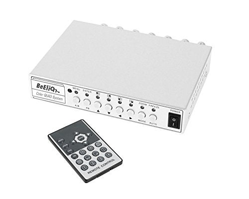 BeElion 2CH Color Video Quad Switcher, CCTV DVR Camera Video Splitter Processor Switch System