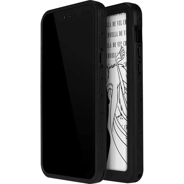 Skinit Waterproof Phone Case For Iphone 13 Mini   Officially Licensed Disney Cruella De Vil Black And White Design