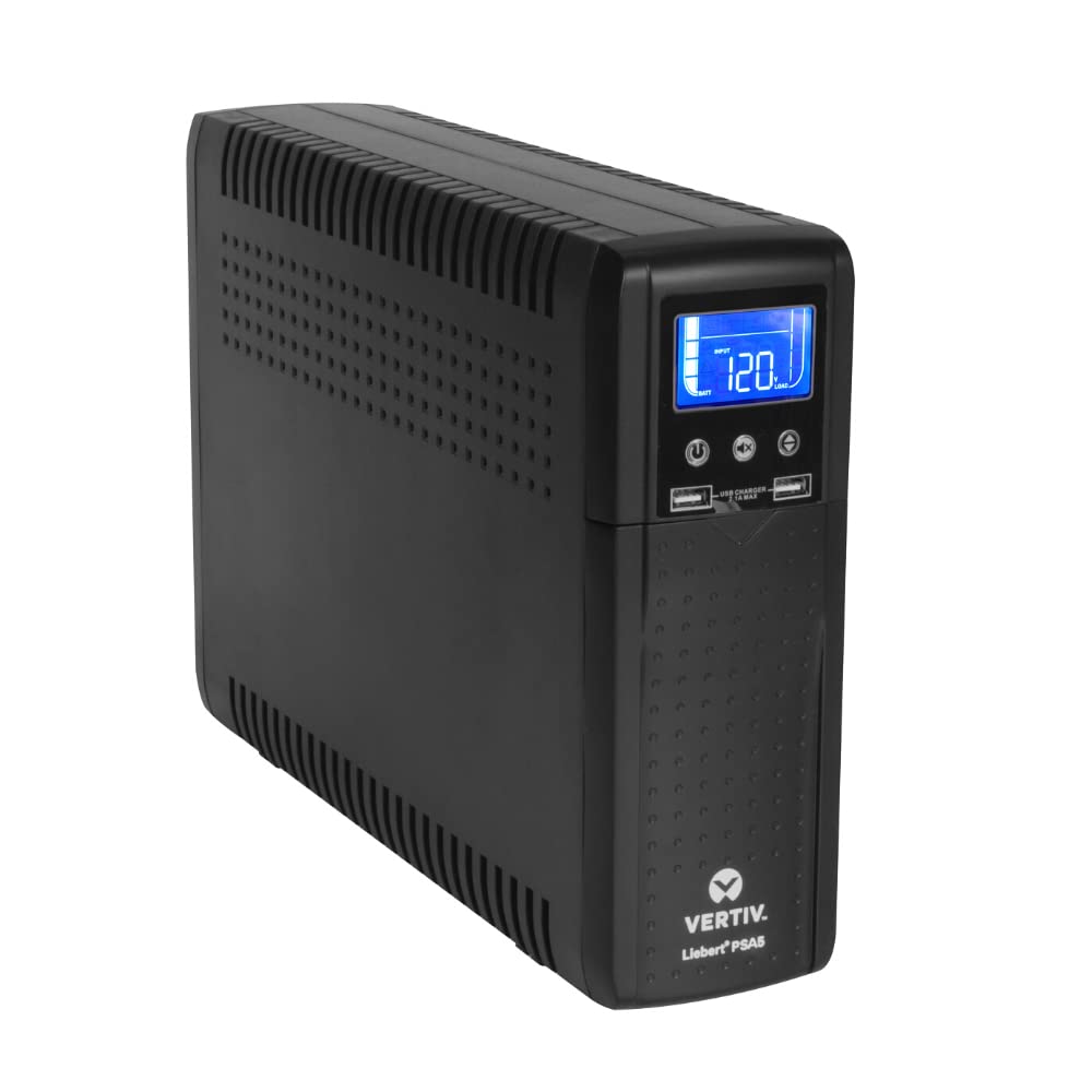 Vertiv Liebert PSA5 UPS - 1000VA/600W 120V Line Interactive AVR Tower UPS, 10 outlets, 2 USB Charging Ports, Battery Backup w/ S