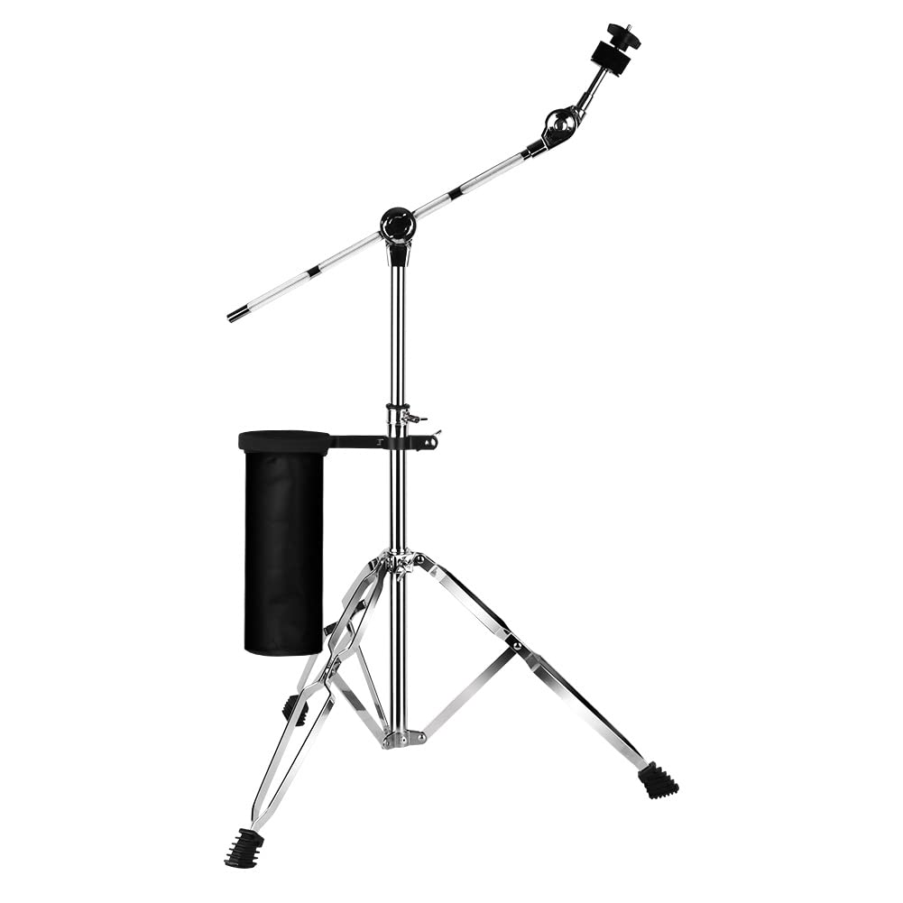 Keerpusi Cymbal Stand With Drum Sticks Holder, Adjust High Boom And Straight Combo,Double Braced Legs With Rubber Feet Ride And
