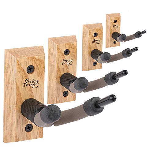 String Swing Violin Hanger Wooden Wall Mount For Home & Studio Cc01V O Hardwood Oak (4 Pack)