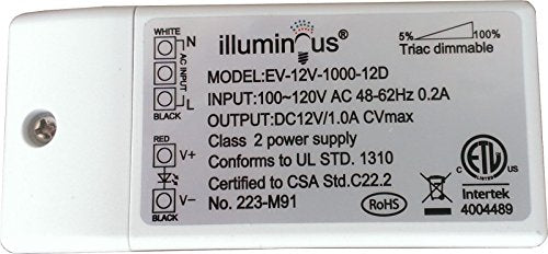 12V 12W Dimmable Cv Dc Led Driver Transformer Etl Approved