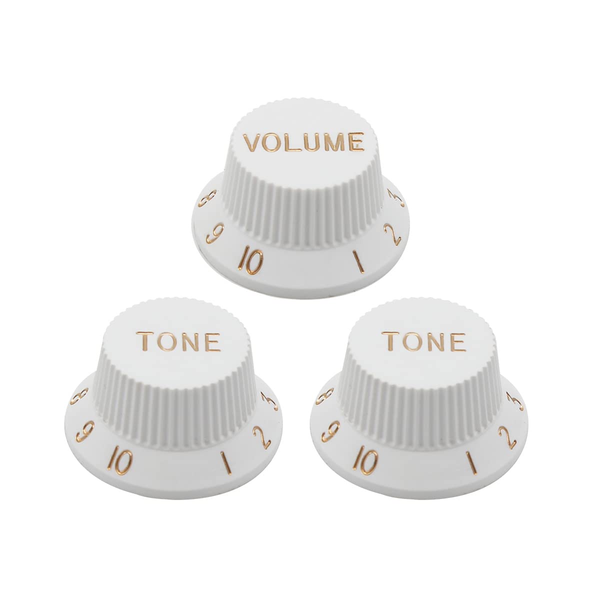 Fleor 2T1V Strat Knobs Set 24 Spline Guitar Knobs Volume Tone Control Knob, White