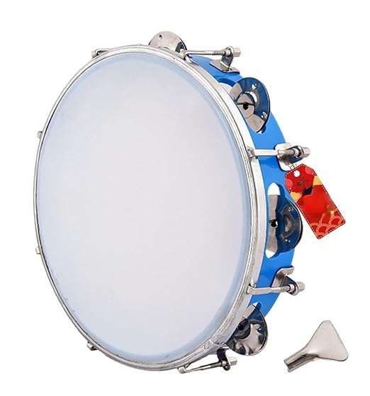 SPEHUB Dafli Musical Instrument Dafli/Tambourine 10 inch Hand Percussion Musical Instrument (Blue tambourine)