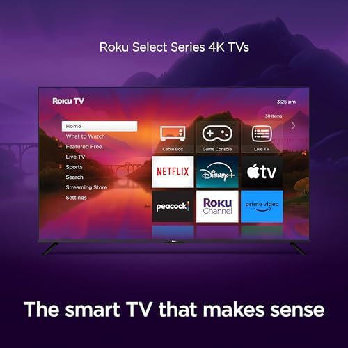 Roku Smart Tv - 50-Inch Select Series 4K Hdr Rokutv With Roku Enhanced Voice Remote, Brilliant 4K Picture, Automatic Brightness,