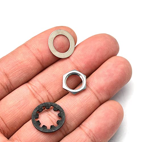 Maxcheer Set Of 4 Guitar Nuts, Washers & Lock Washers For 1/4 2 Conductor Guitar/Bass Output Jack