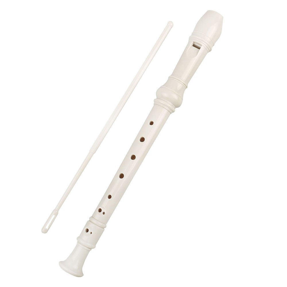 Mr.Power Soprano Recorder Abs Plastic Recorders German Style C Key With Cleaning Rod, Fingering Chart, Case Bag (White)