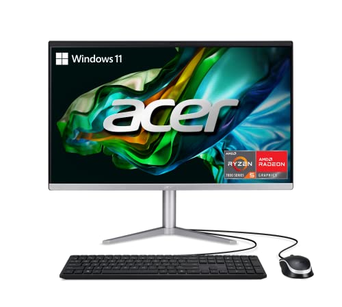 23.8 AIO R5 8G 512G W11H|Acer Aspire C241300UR32 AIO Desktop, AMD Ryzen5 7520U QuadCore Processor (Up to 4.3GHz), 23.8 Full