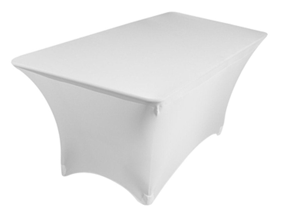 Tektrum 4 Ft Long Rectangular Stretch Tablecloth Dj Jacket Cover For Trade Show   Premium Fabric (White)