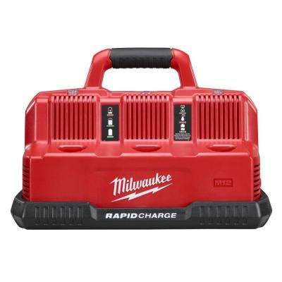 Milwaukee M12 And M18 12 Volt/18 Volt Lithium Ion Multi Voltage 6 Port Sequential Rapid Battery Charger (3 M12 And 3 M18 Ports)