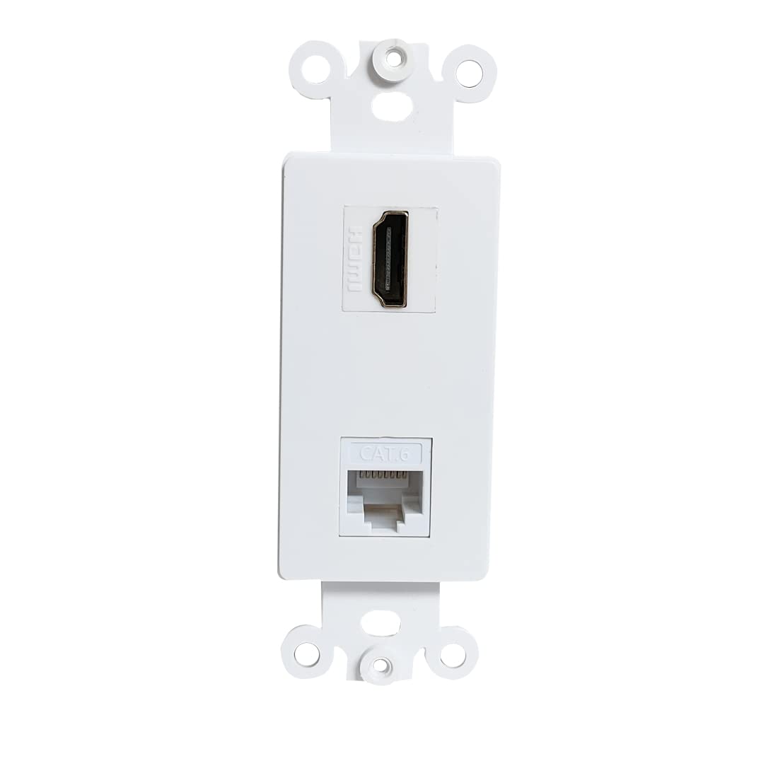 Bupldet Hdmi And Ethernet Cat6 Decora Insert Wall Plate White   Hdmi Rj45 Keystone Insert For Midsize/Oversize Cover Plate